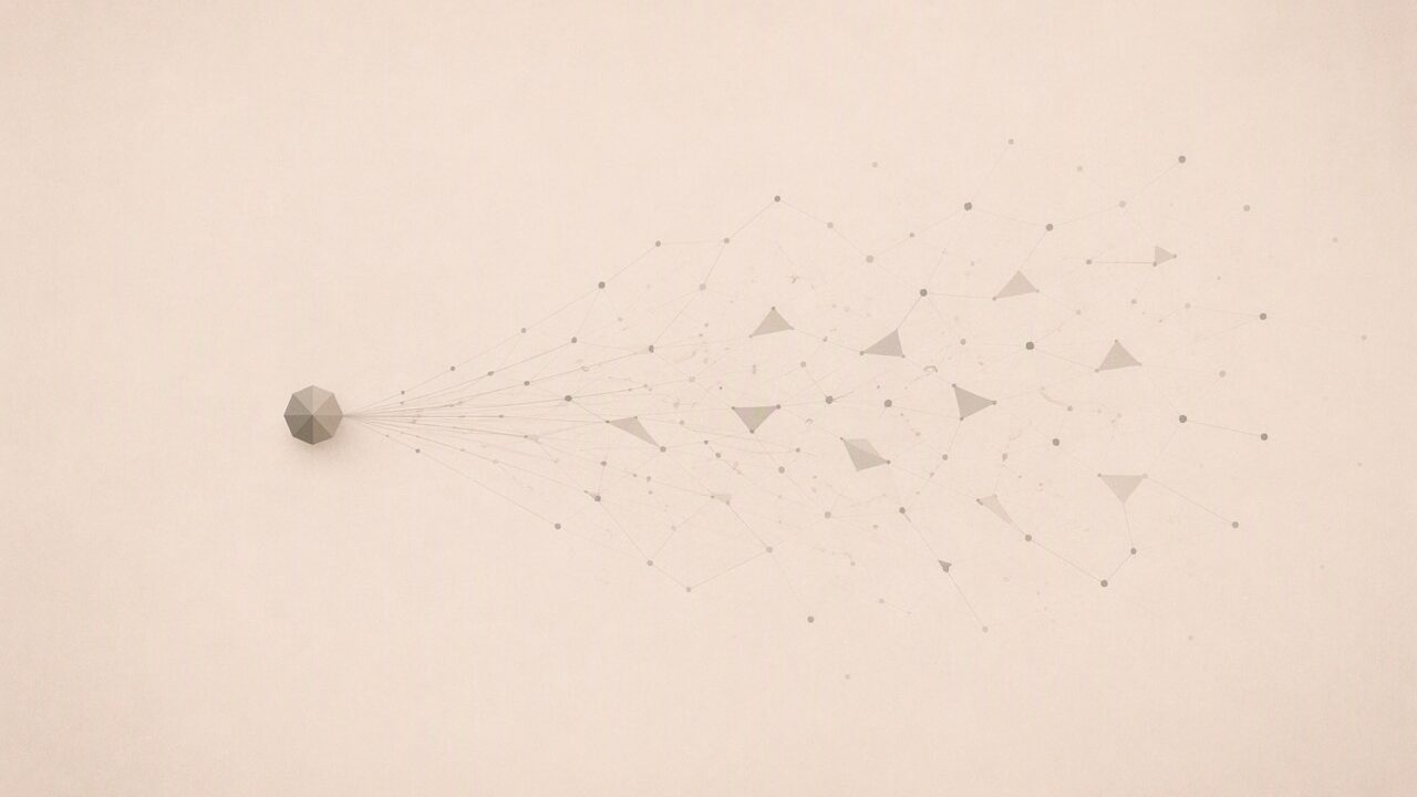 Retrato conceptual que representa al autor, combinando formas geométricas abstractas de tonos tierra y beige