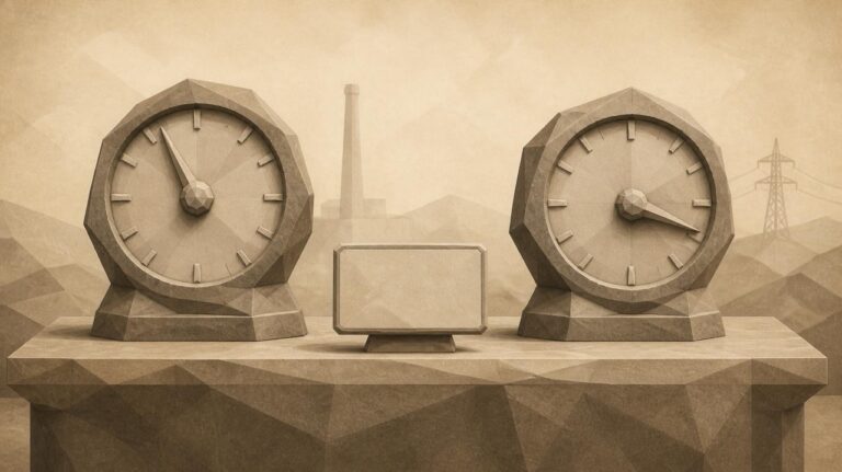 Dos instrumentos de medida sobre una mesa junto a varias piezas geométricas.